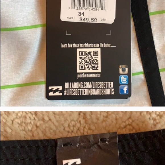 NWT Billabong Cargo Boardshorts, 34 - Picture 2 of 3